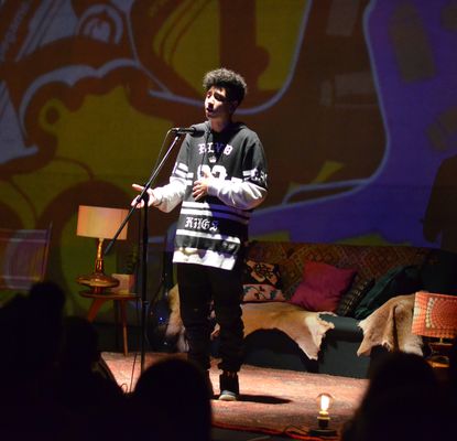 Daniel Wardadi at Word Up! 2017. Photo by Roosje van der Werff. Daniel Wardadi at Word Up! 2017. Photo by Roosje van der Werff.