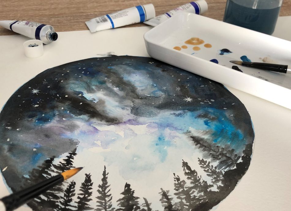  Galaxy Night in Watercolour