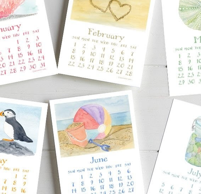  Watercolour Calendars